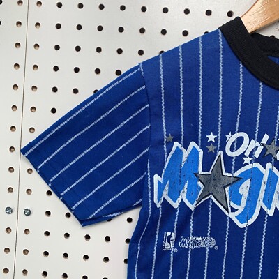 Vintage 80s Orlando Magics Shirt Blue Striped Youth Boys Size 10
