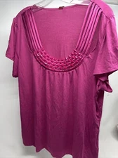 Gitano Woman’s Blouse Pinkish Purple Size 22/24W Beaded Scrappy Scoop Neck