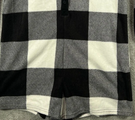 Mameluco antiguo azul marino para mujer pequeño PJ negro búfalo a cuadros manga larga Henley polar Foto 3 de 4