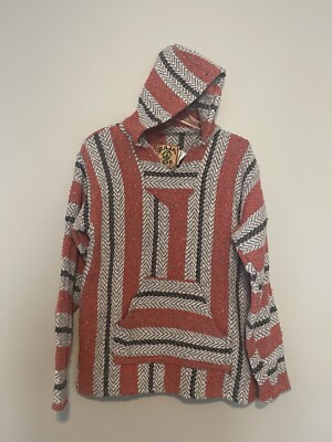 Baja Joe Hoodie Mexican Blanket Size Small Gray Earth Ragz Aztec Drug Rug