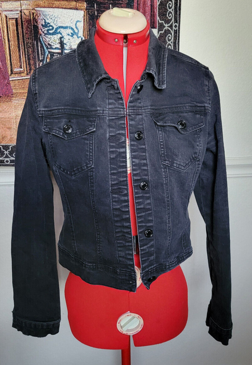 Wax Jean Basic Denim Black Button-Up Thin Long-Sl… - image 2