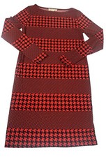 Michael Kors Dress  Small Red Herringbone Houndstooth Matte Jersey Holiday Shift