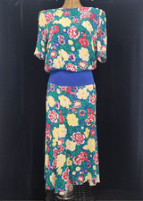 Vintage 70's-80' Handmade Floral Dress 1/2 Sleeve Grandma Special. 40" Chest