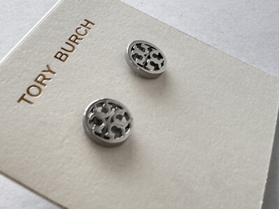 Tory Burch Miller Stud Earrings. New! In Silver Color.   