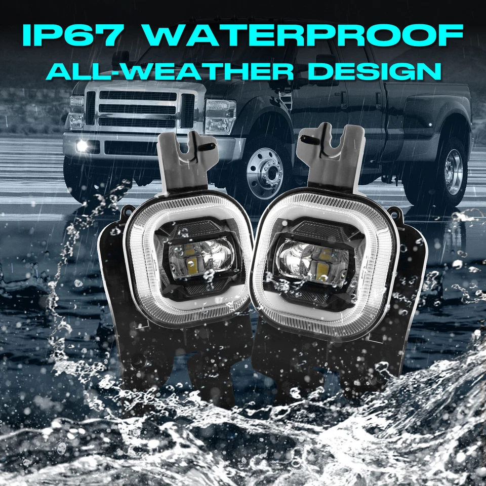 Conjunto de 2 luces antiniebla LED DRL para Ford F250 F350 F450 F550 Super Duty 2008-2010 Foto 4 de 4