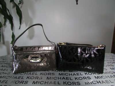Michael Kors Signature Jet Set Item Large Wristlet Mirror Metallic  