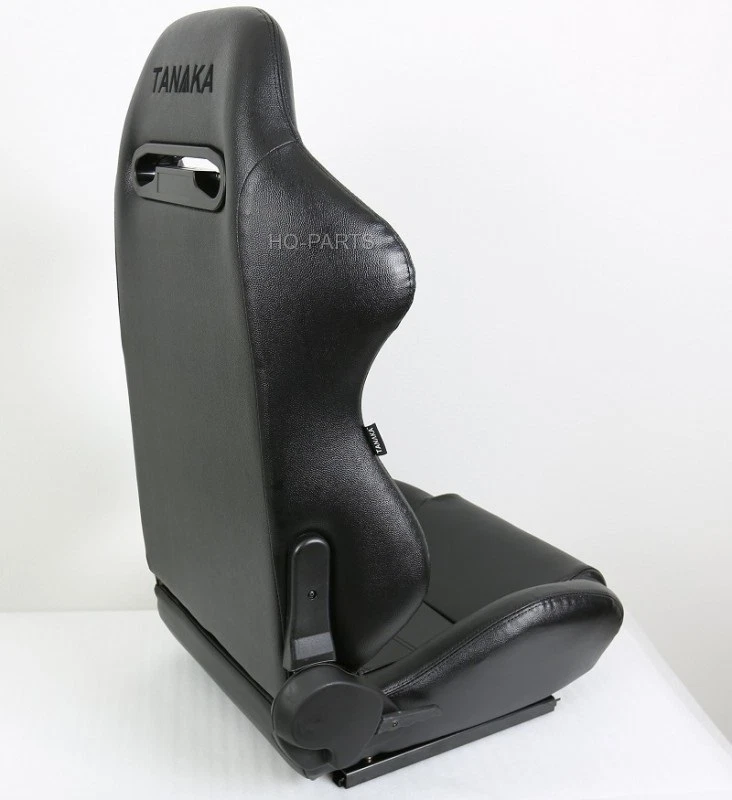 2 X TANAKA BLACK PVC LEATHER RACING SEATS RECLINABLE + SLIDERS FOR FORD RANGER - Image 4 of 4