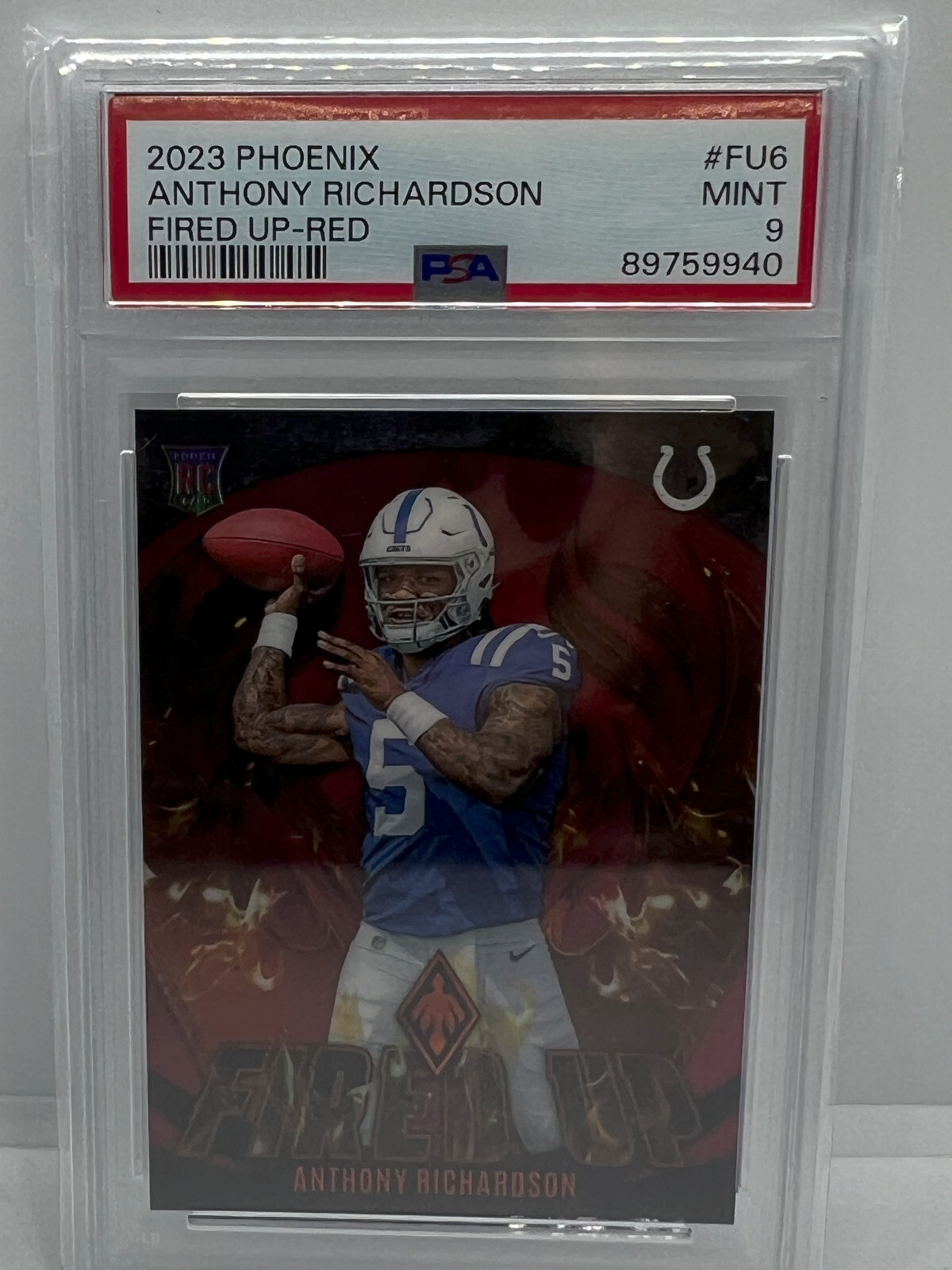 2023 Phoenix Anthony Richardson Red Fired Up Rookie Insert Card /199 PSA 9