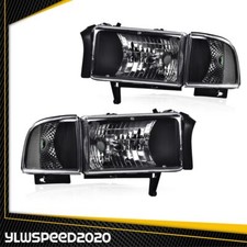 Fit For Dodge Ram 1500 2500 3500 94-02 Headlight Corner Lamps Chrome Lens Clear