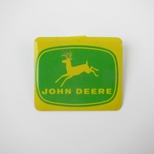 Vintage John Deere Fold Over Tin Pin Button 1.5" Green & Yellow 4 Legged Deer