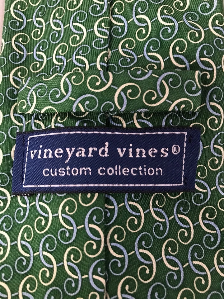 Классический галстук Vineyard Vines The Colonnade Hotel сделанный на заказ VV зеленый 100% шелк - Изображение 3 из 4