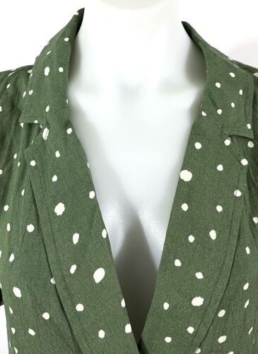 Mo:vint Blouse Crossed of 4 Buttons Short Sleeve Green Sz XS New - Picture 2 of 11