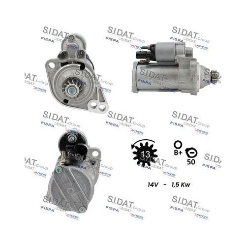 Démarreur Sidat S12BH0861 de haute précision pour mécanique Skoda VW