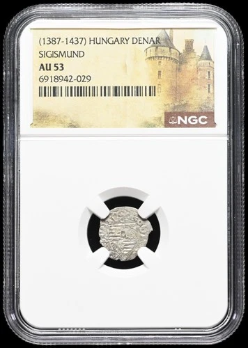HUNGARY. Sigismund of Luxembourg, 1387-1437. Silver Denar, NGC AU53