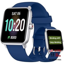 Pedometer Watch Senior Friendly No App/Phone Required,Waterproof Fitness Blue