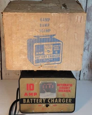 Vintage 10 Amp Battery Charger Automatic Circuit Breaker 6V 12V  TESTED