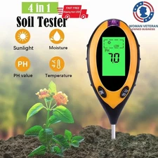 4 in1 LCD Digital Soil PH Meter Tester Temperature Sunlight Fertility Hygrometer
