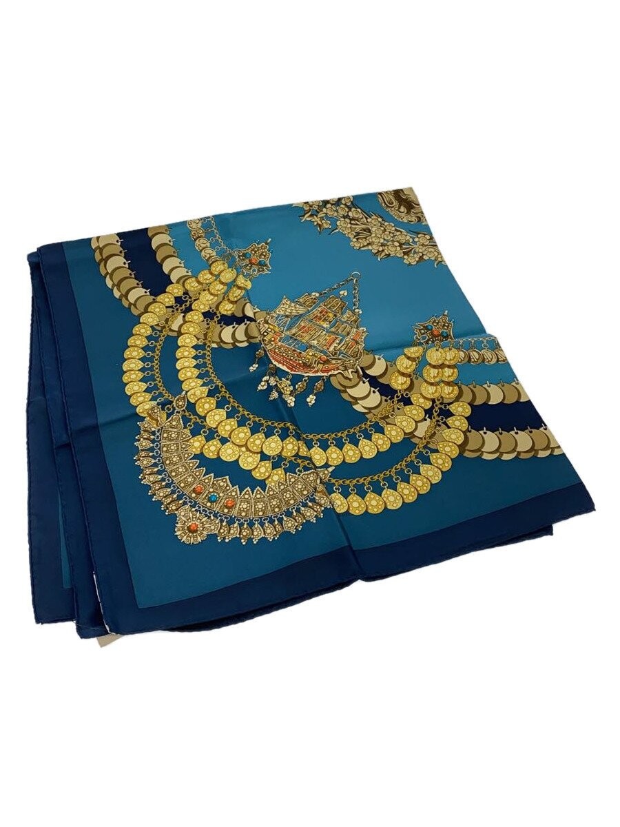 HERMES Kare 90 Kosmima Silk Scarf in BLU Total Pattern for Women