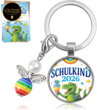 Schutzengel Schl&uuml;sselanh&auml;nger f&uuml;r Jungen Schulanfang 2026 Dinosaurier Motiv