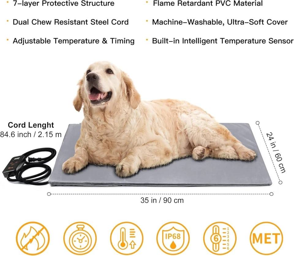 Indoor Heated Mat for Dogs/Cats - Waterproof, Chew Resistant - Image 4 of 4