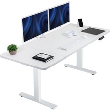 VIVO Electric 60” x 30” Stand Up Desk Workstation, White Table Top, White Frame