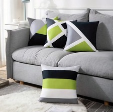 Geometric Design Pillow Covers Set Of 4 Zipper Closure COVERS ONLY 18x18" Green