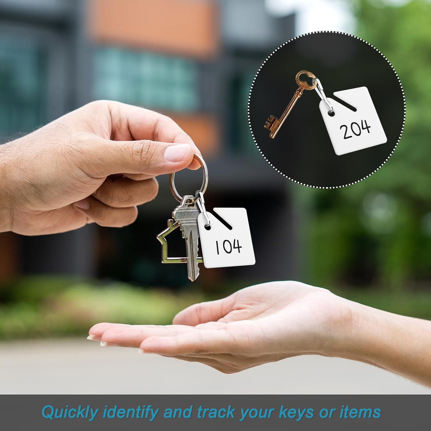 60 PCS Slotted Key Tags White Plastic Hanging Tags with Metal Snap Hook 1.5 Inch