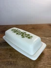 VINTAGE PYREX SPRING BLOSSOM GREEN CRAZY DAISY 7" BUTTER DISH 72-B