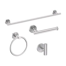 Ushower 4 Pcs Bath Set, Tissue Roll Holder, Towel Racks, Towel Ring, Robe Hook