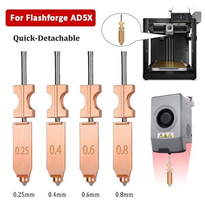 For Flashforge AD5X Nozzle Hardened Upgrade Parts Quick Detachable 0.25mm-0.8mm