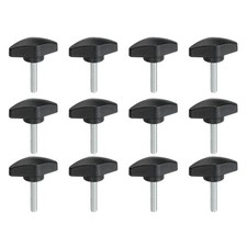12 Pcs M5 x 25mm Tee Thumb Screws, 35mm Width Carbon Steel Tee Wing Knobs Screws