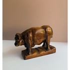 Vintage Hand Carved Wooden Cow Figurine | Farmhouse Rustic Country Cottage Shelf
