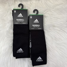 Adidas 2 Pairs Baseball Socks Over the Calf Men's M Black Aeroready Compression