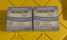 2 Monistat Care Cooling Cloths Cools & Soothes 16 Individually Wrapped Cloths