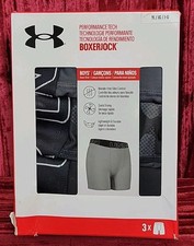 Under Armour Size YL Youths Boys Underwear Performance Tech Boxer Jock 3 Pack