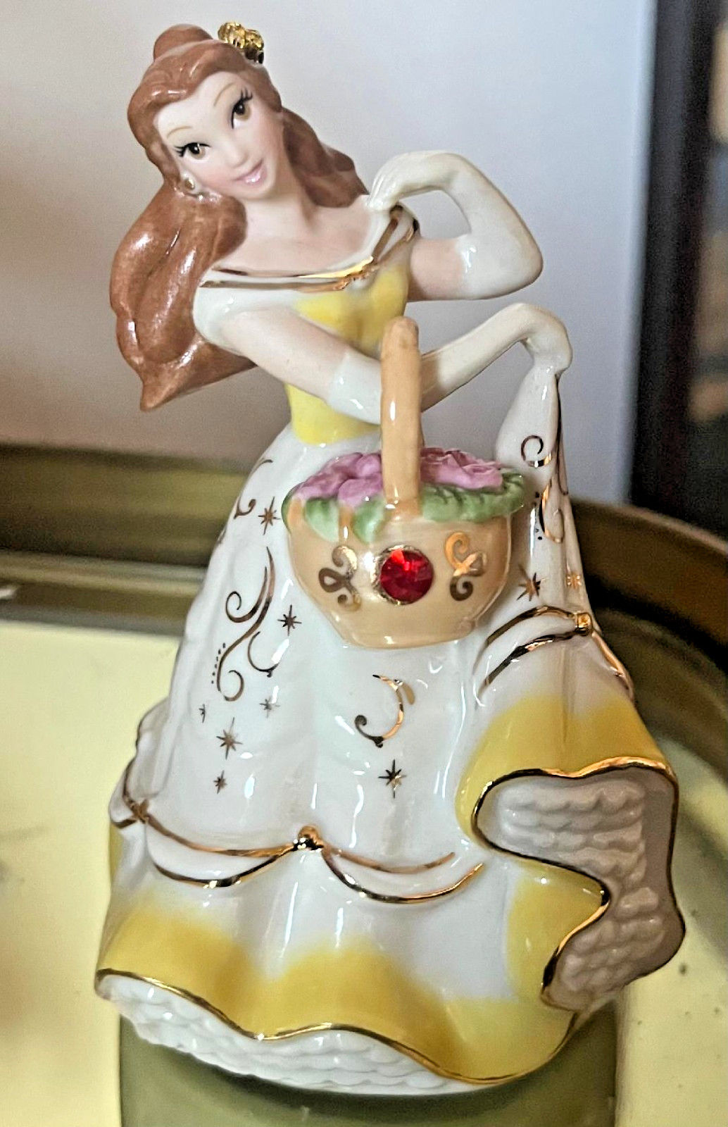 Lenox Disney Princess Belle Ornament Red Jeweled Basket 4.75