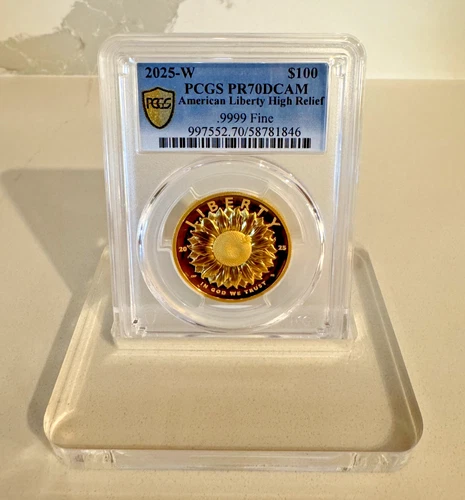 🌻🐝 2025 W Gold American Liberty $100 High Relief PCGS PR70 DCAM W/ OGP & COA