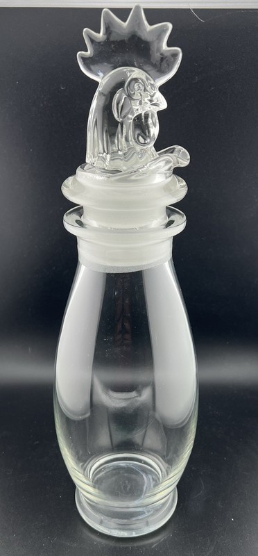 VTG 3 Piece Heisey Cobel Clear Glass Rooster 14” Cocktail Shaker/Decanter 1940’s