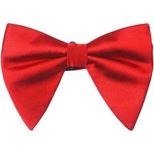 Satin Silk Oversized Bow Tie Solid Color Formal Tuxedo Big Bowtie Medium, Red