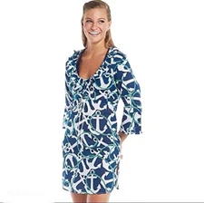 Mud Pie Anna Bell Anchors Aweigh Tunic Swim Cover Up S Nautical Sailor Preppy