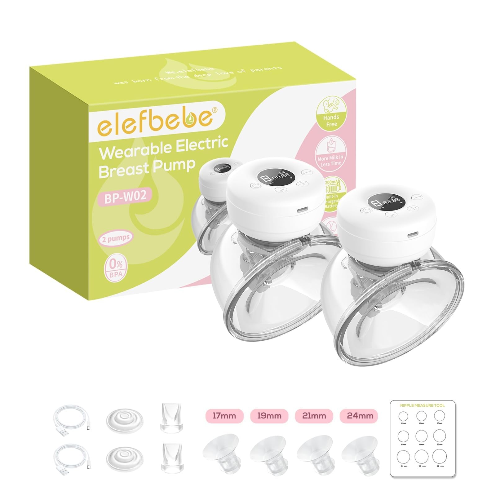 Hands-Free Wearable Electric Breast Pump - Compact Portable Double Pump for On-the-Go Moms-image