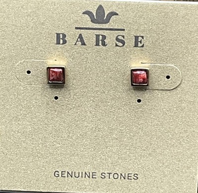 Barse Red Magnesite Stud Earrings- Bronze- NWT