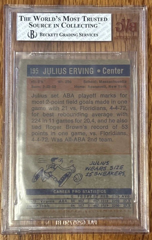 1972-73 Topps #195 Julius Erving RC BVG 5 ¡Novato!!!! Foto 2 de 2