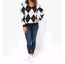 VIA MILANO Pullover, 1/1-Arm V-Ausschnitt Jacquard-Muster figurumspielend