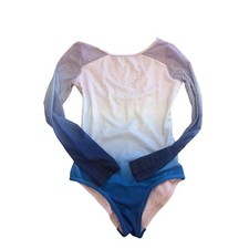 Justice Leotard Ombre Purple Blue Rhinestones Long Slv NWOT Child Girl Size 12