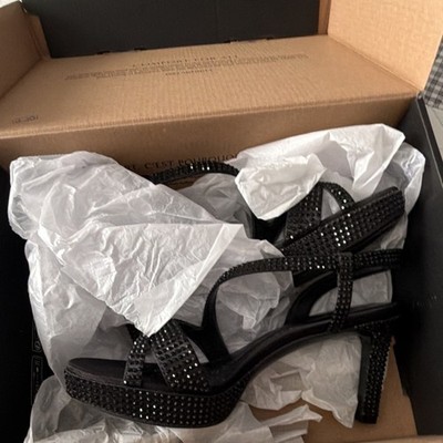 Naturalizer Black Strappy Rhinestone Stiletto Heels Women s Size 7 Synthetic