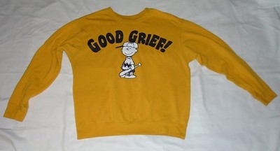 Peanuts 'Good Grief' Charlie Brown Yellow Crewneck Sweatshirt Unisex Adult SizeL