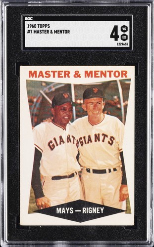 1960 TOPPS MASTER & MENTOR #7 W.MAYS/B.RIGNEY SGC 4