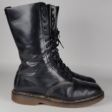 Vintage Dr. Martens Black Leather Boots 14 Eye - Made In England Men's Size 11