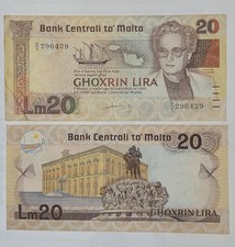 Malta Banknote LM 20 Agatha Barbara, Crisp, Uncirculated